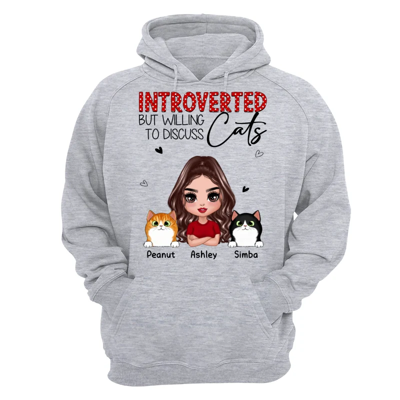 Introverted But Willing To Discuss Cats Funny Doll Cat Mom Polka Dot Pattern Personalized Shirt - Image 14