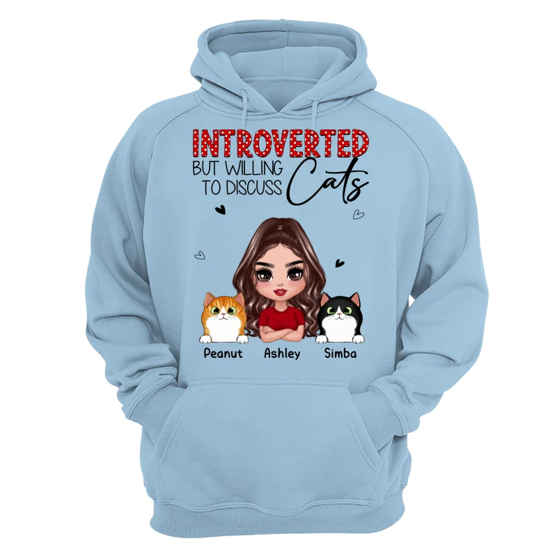 Introverted But Willing To Discuss Cats Funny Doll Cat Mom Polka Dot Pattern Personalized Shirt - Image 16