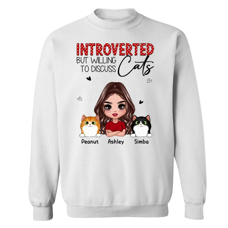 Introverted But Willing To Discuss Cats Funny Doll Cat Mom Polka Dot Pattern Personalized Shirt - Image 17