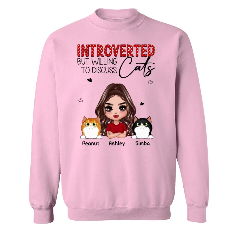Introverted But Willing To Discuss Cats Funny Doll Cat Mom Polka Dot Pattern Personalized Shirt - Image 19