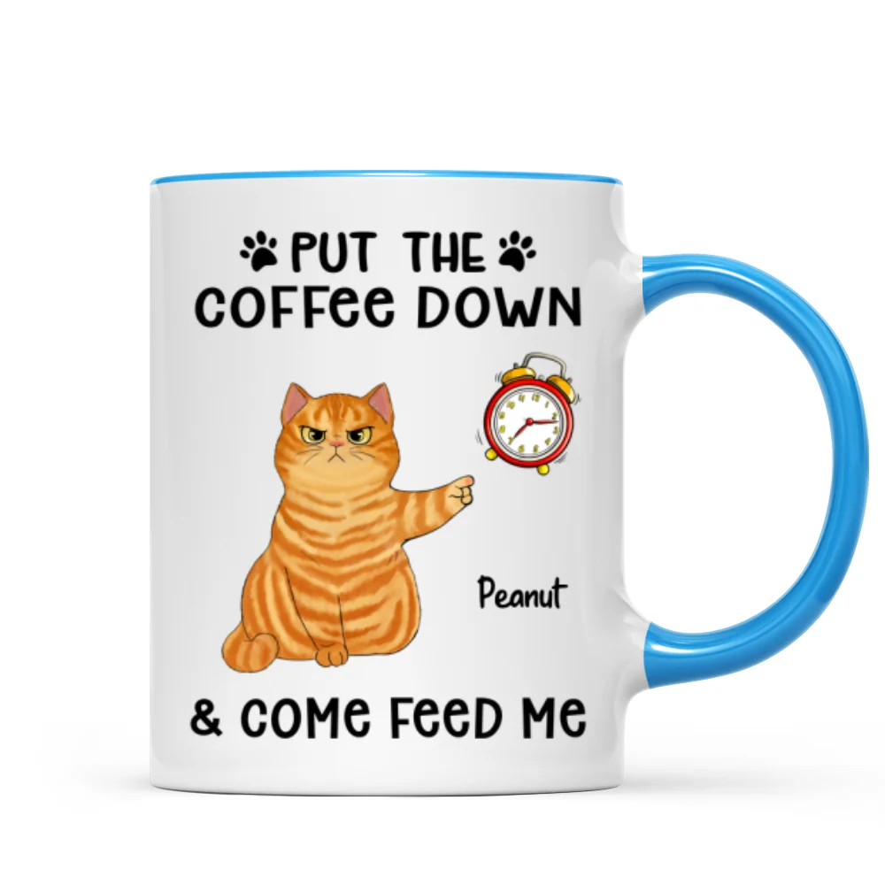 It‘s Feed Me O’Clock Grumpy Fluffy Cat Personalized Mug - Image 8