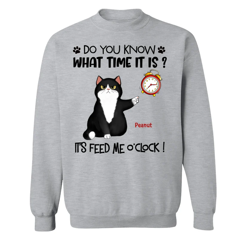 It‘s Feed Me O’clock Grumpy Fluffy Cat Personalized Shirt - Image 18