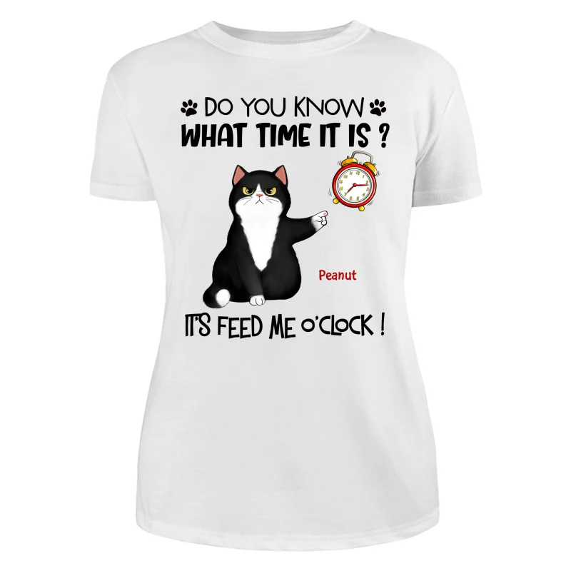 It‘s Feed Me O’clock Grumpy Fluffy Cat Personalized Shirt - Image 9