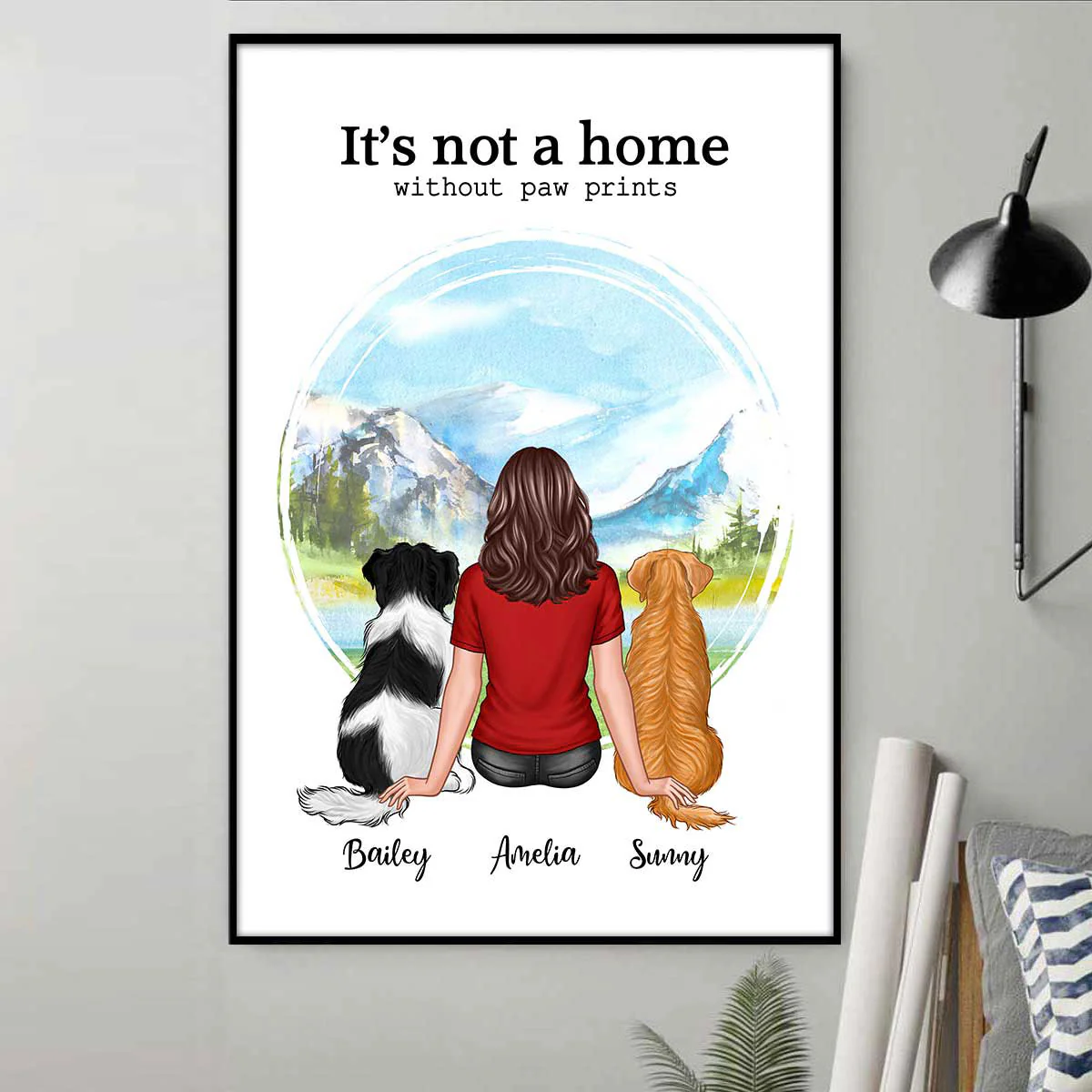 It‘s Not Home Without Paw Prints Gift For Dog Lover Cat Lover Personalized Vertical Poster - Image 2