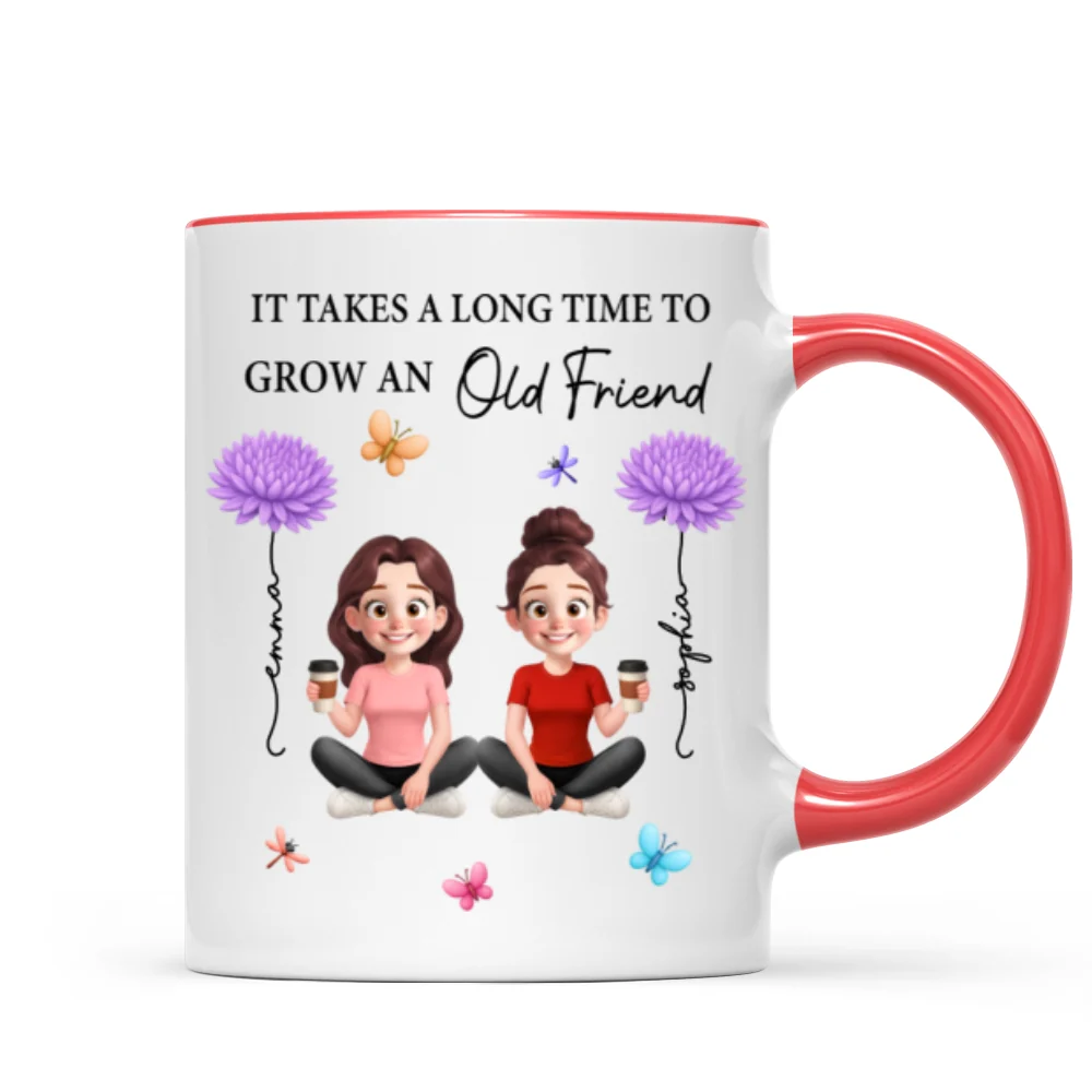 It Takes A Long Time Grow And Old Friends Birth Month Flowers Personalized Mug - Image 13