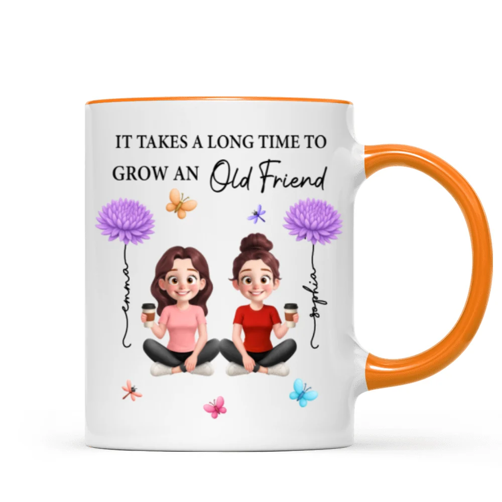 It Takes A Long Time Grow And Old Friends Birth Month Flowers Personalized Mug - Image 17