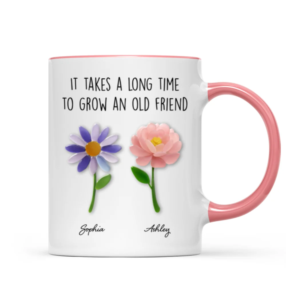 It Takes a Long Time to Grow an Old Friend, Custom Birth Month Flower - Personalized Mug - Christmas Gift for Best Friends - Image 12