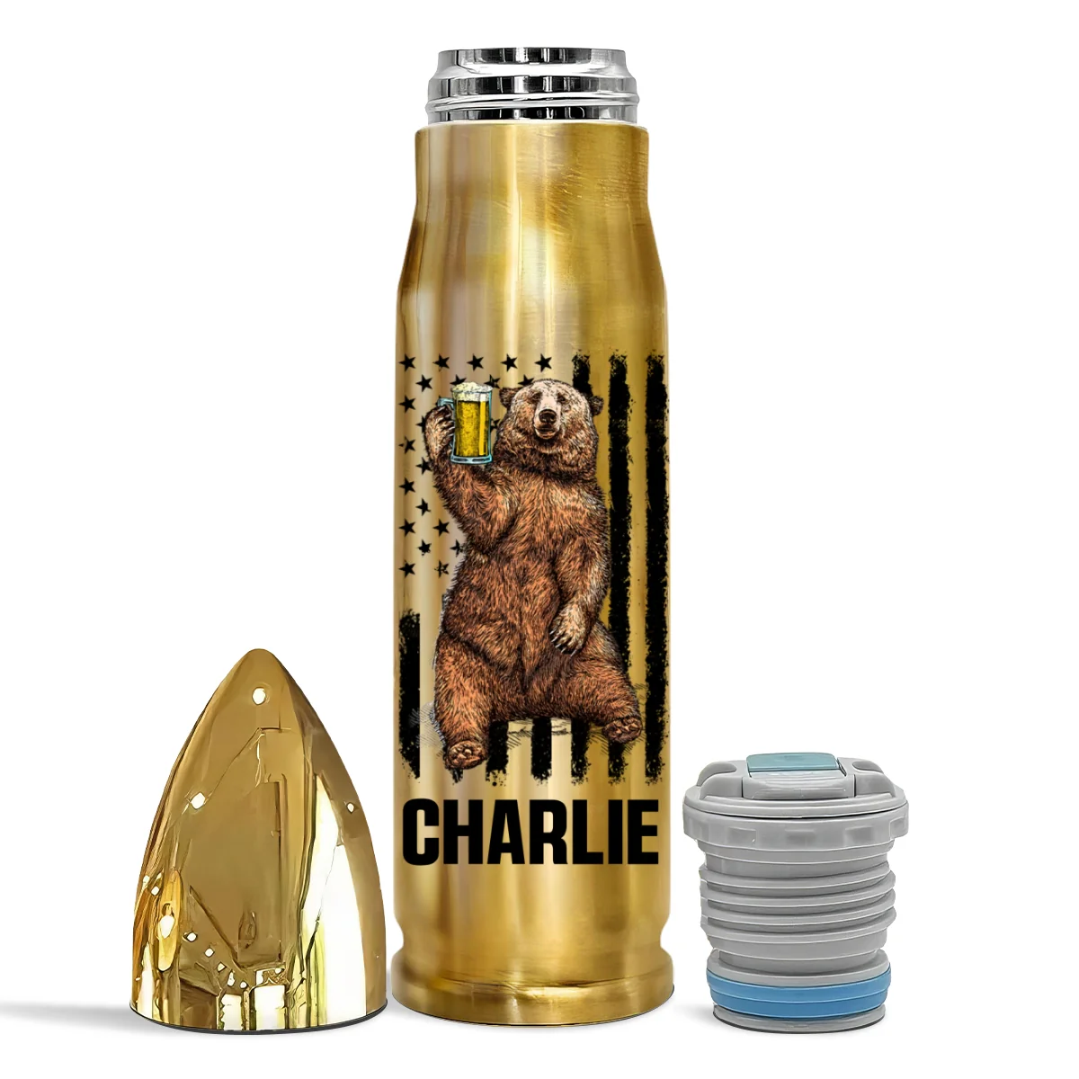 It‘s Not A Dad Bod It’s Father Figure Bear Flag Funny Gift For Husband Dad Personalized Bullet Tumbler - Image 11