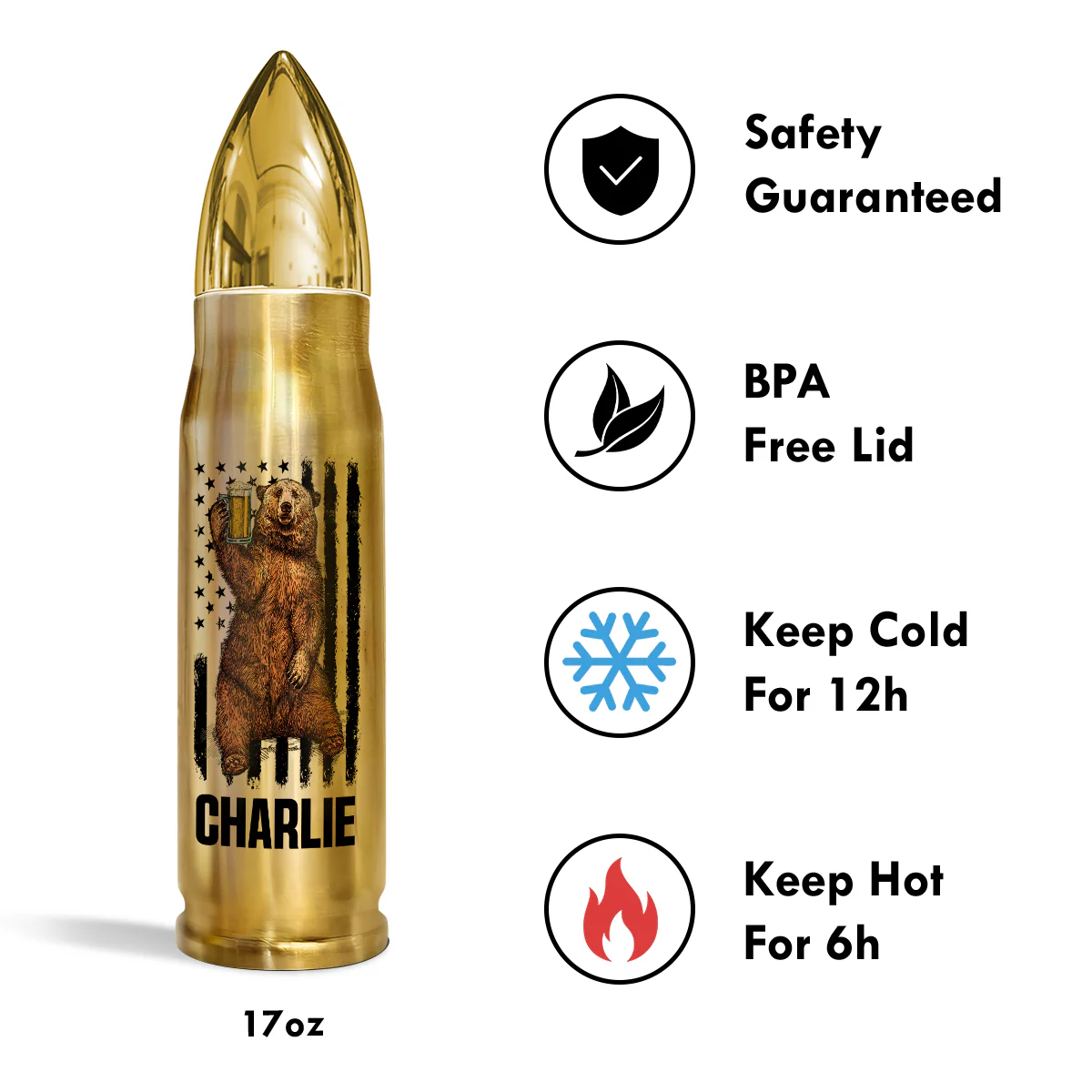 It‘s Not A Dad Bod It’s Father Figure Bear Flag Funny Gift For Husband Dad Personalized Bullet Tumbler - Image 5