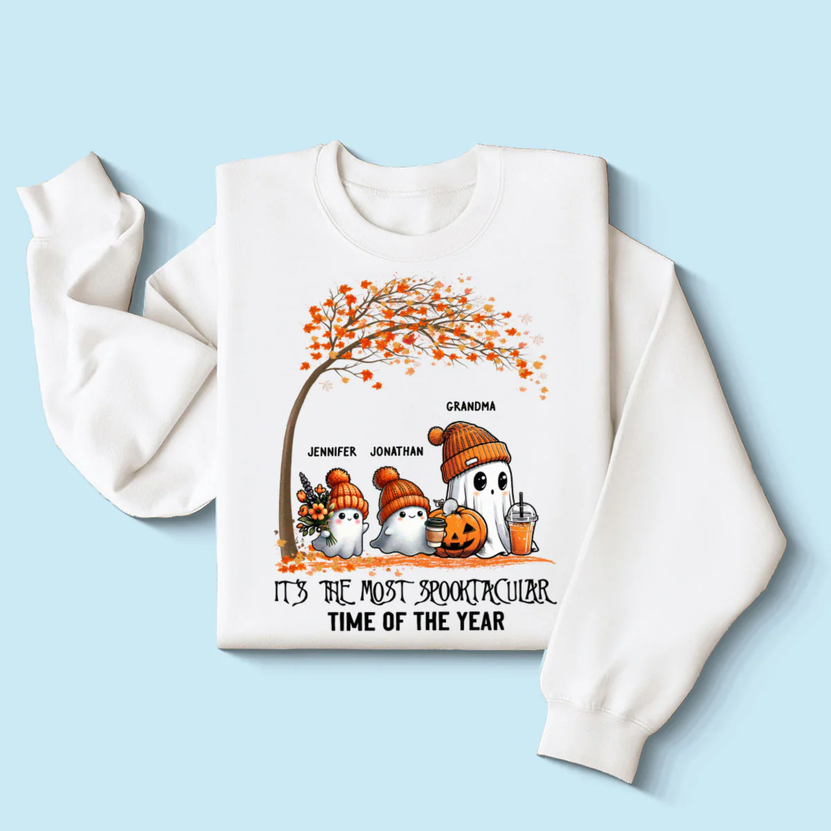 It's The Most Spooktacular Time Of The Year Grandma Spooky Ghost Personalized Shirt, Fall Halloween Sweater - Image 5