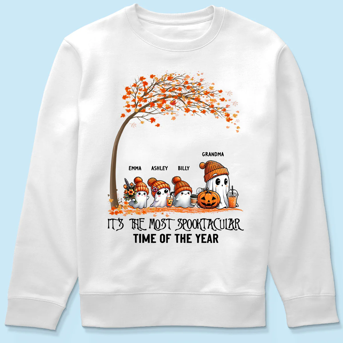 It's The Most Spooktacular Time Of The Year Grandma Spooky Ghost Personalized Shirt, Fall Halloween Sweater - Image 6