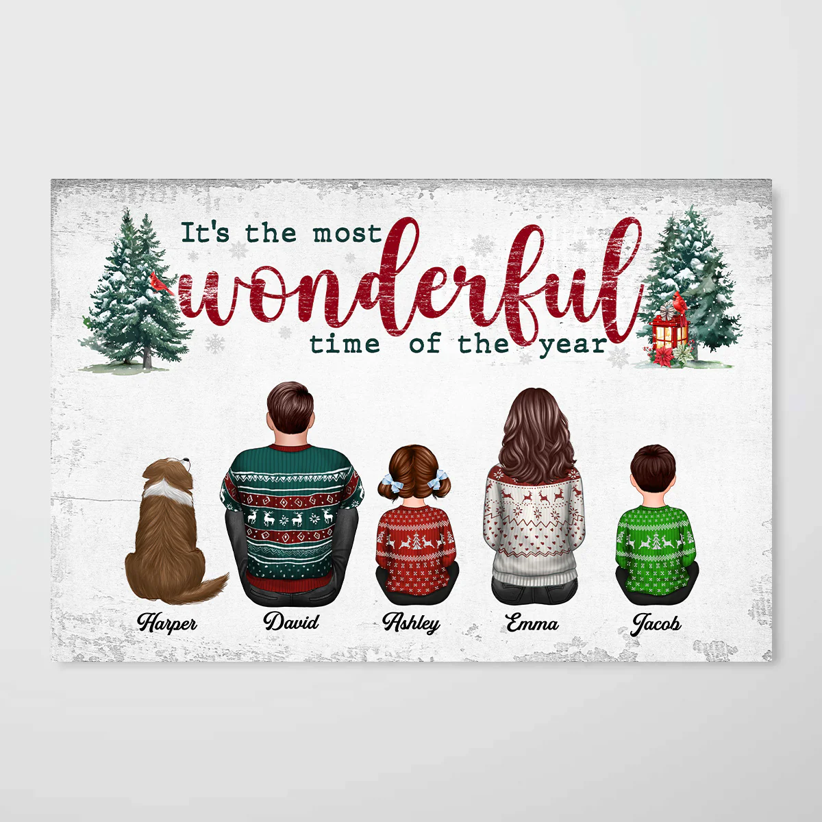 It's The Most Wonderful Time Of The Year Christmas Family Sitting Together Personalized Poster, Rustic Christmas Decoration - Image 3