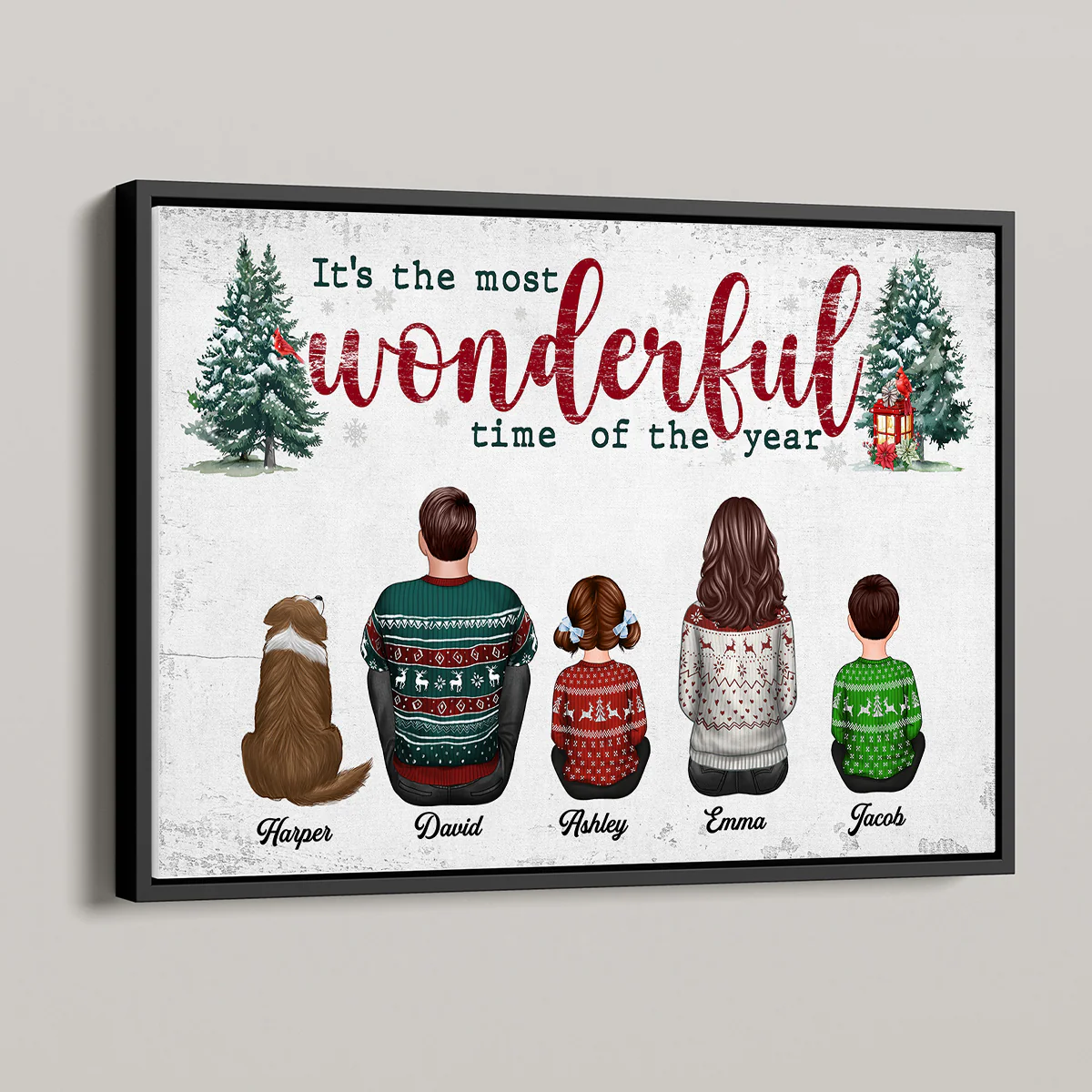 It's The Most Wonderful Time Of The Year Christmas Family Sitting Together Personalized Poster, Rustic Christmas Decoration - Image 4