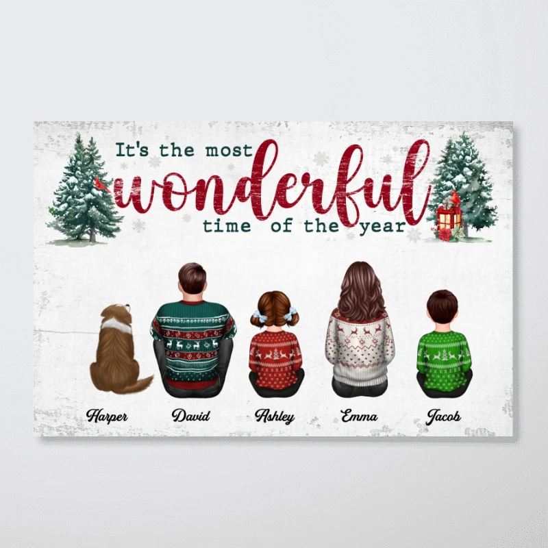 It's The Most Wonderful Time Of The Year Christmas Family Sitting Together Personalized Poster, Rustic Christmas Decoration - Image 9