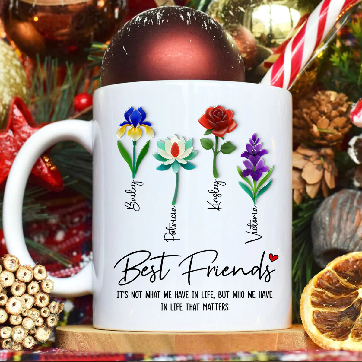 It's Who We Have in Life that Matters, Custom Birth Month Flower - Personalized Mug - Christmas Gift for Best Friends - Image 3
