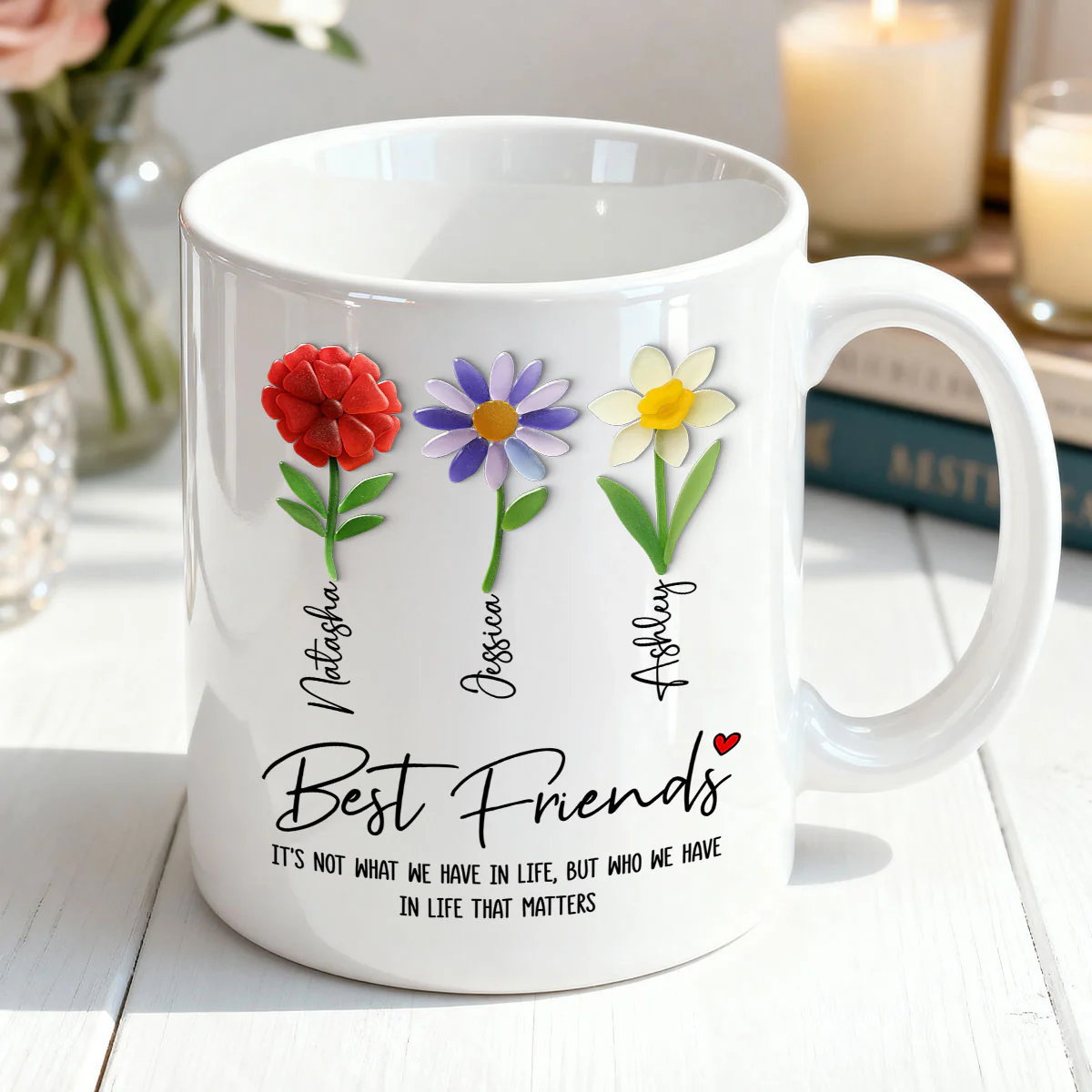 It's Who We Have in Life that Matters, Custom Birth Month Flower - Personalized Mug - Christmas Gift for Best Friends - Image 4