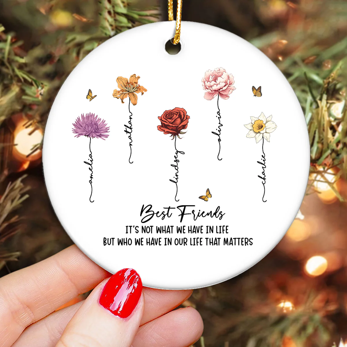 It's Who We Have In Life That Matters Personalized Ceramic Ornament, Best Friend Friendship Birth Month Christmas Gift, Birthday Gift - Image 3