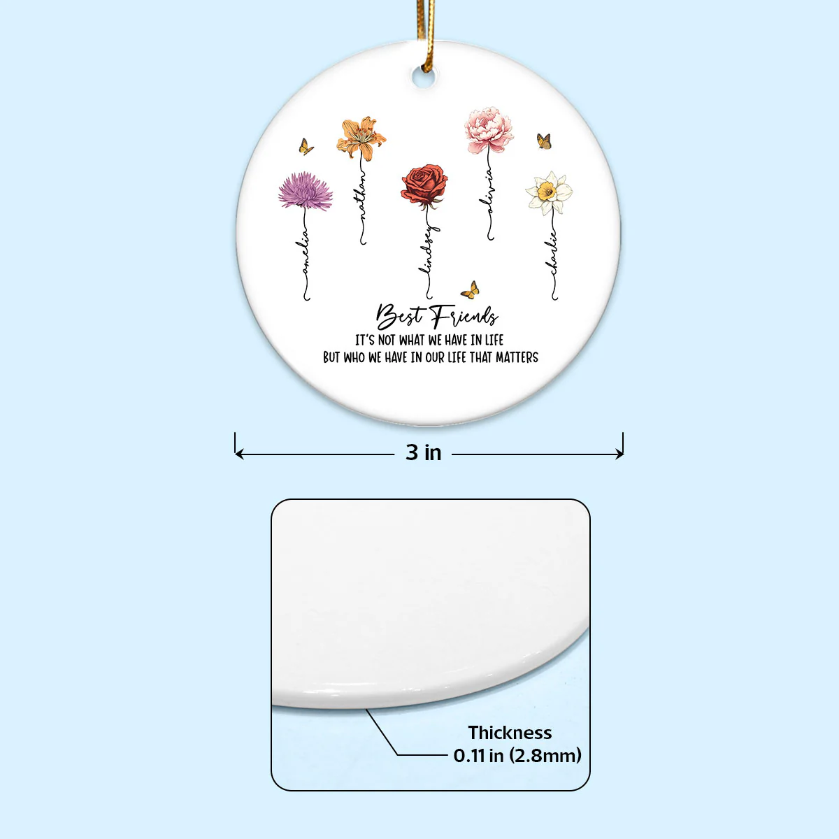 It's Who We Have In Life That Matters Personalized Ceramic Ornament, Best Friend Friendship Birth Month Christmas Gift, Birthday Gift - Image 5