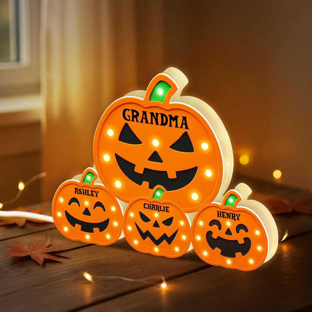 Jack O Lantern Grandma Grandkids Pumpkin Marquee Effect Personalized Light Box, Halloween Decor - Image 3