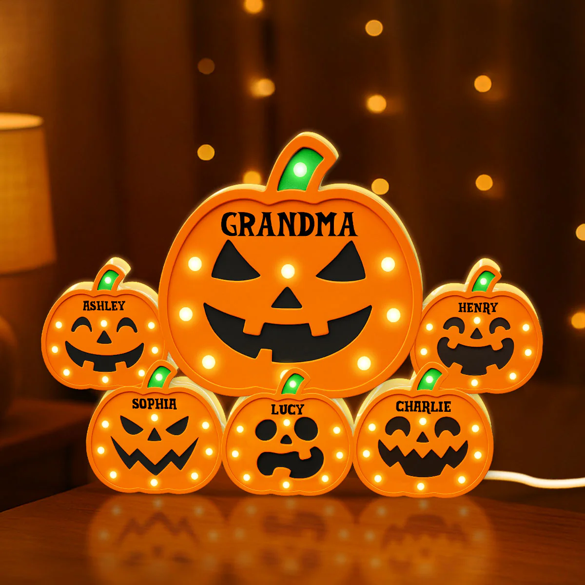 Jack O Lantern Grandma Grandkids Pumpkin Marquee Effect Personalized Light Box, Halloween Decor - Image 4