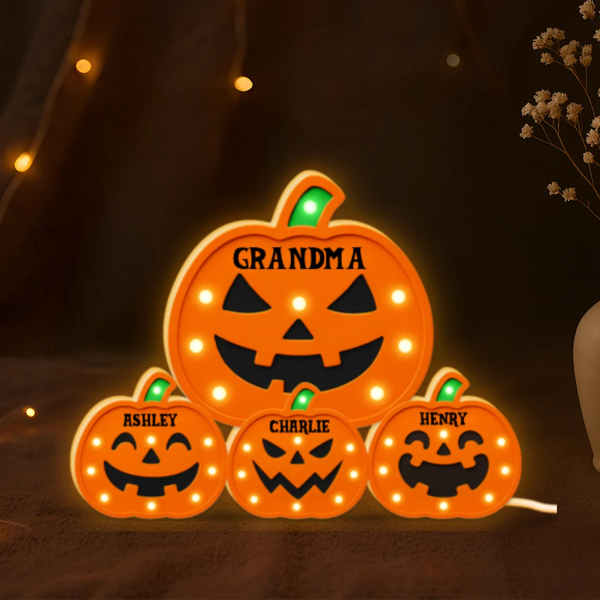 Jack O Lantern Grandma Grandkids Pumpkin Marquee Effect Personalized Light Box, Halloween Decor - Image 7
