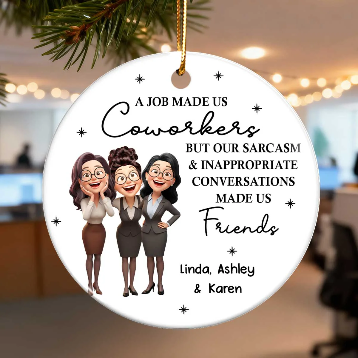 Job Made Us Coworkers - Personalized Ceramic Ornament - Christmas Gift for Work Besties - Image 3