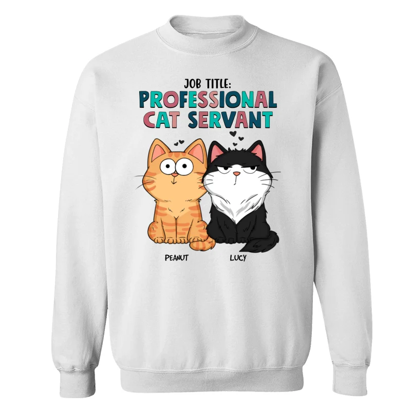 Job Title Professional Cat Servant Funny Cat Expression Personalized Shirt - Image 17