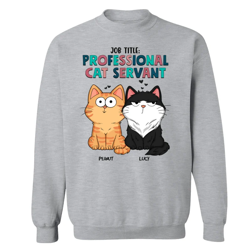 Job Title Professional Cat Servant Funny Cat Expression Personalized Shirt - Image 18