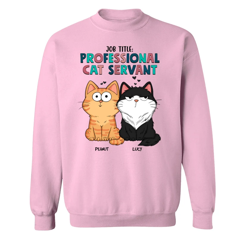 Job Title Professional Cat Servant Funny Cat Expression Personalized Shirt - Image 19