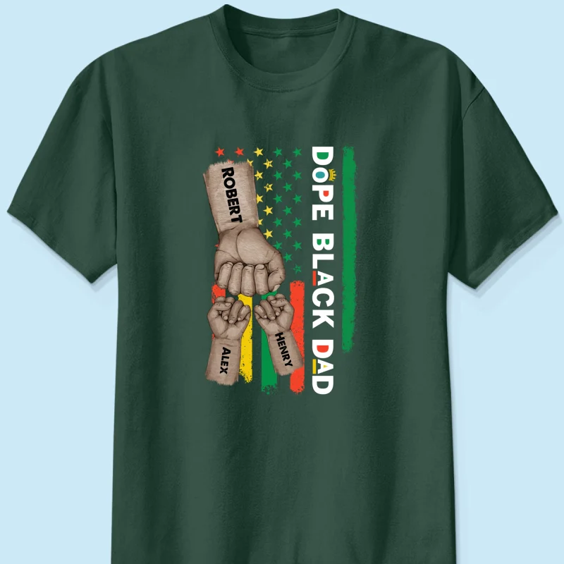 Juneteenth Dope Black Dad African American Flag Personalized Shirt - Image 11