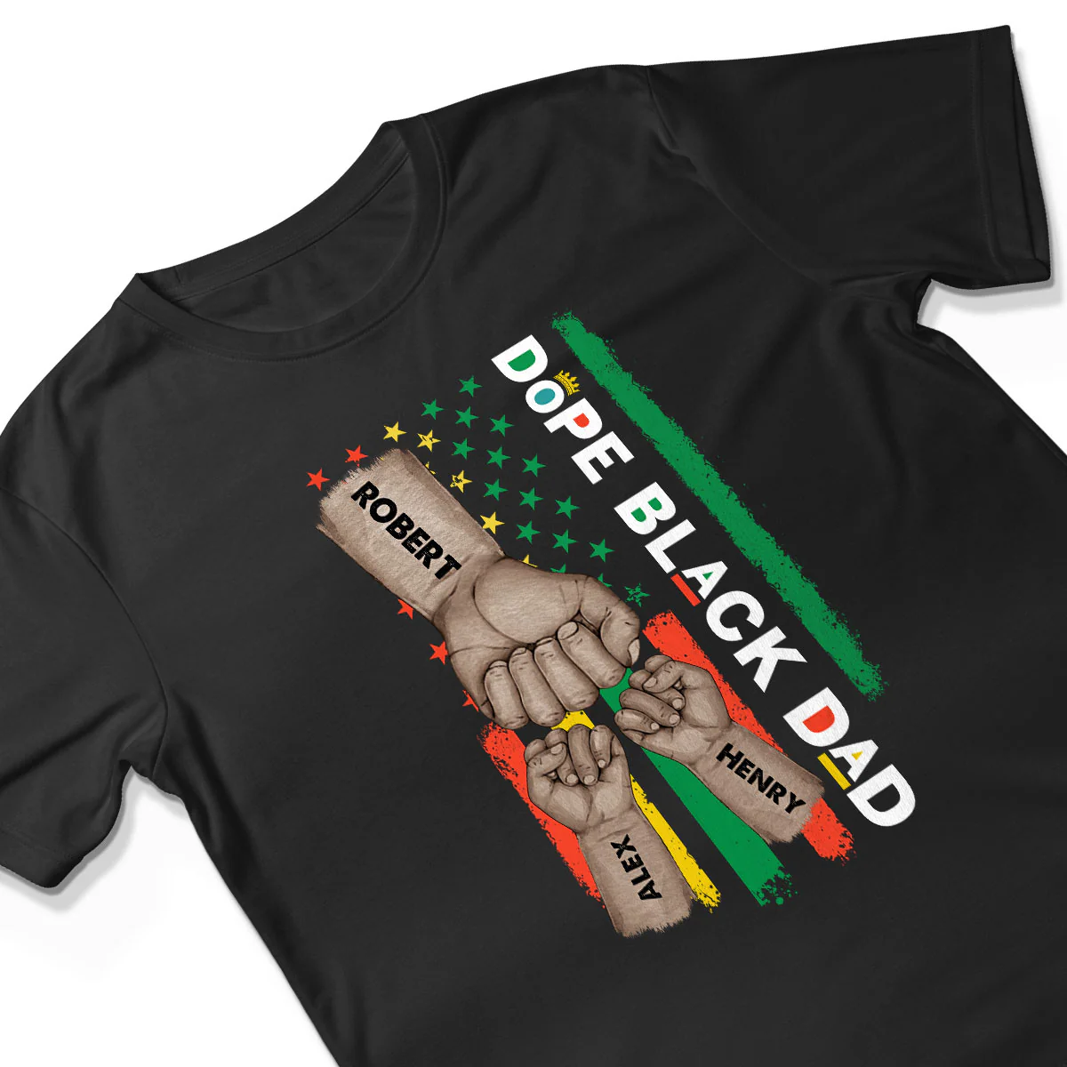 Juneteenth Dope Black Dad African American Flag Personalized Shirt - Image 3