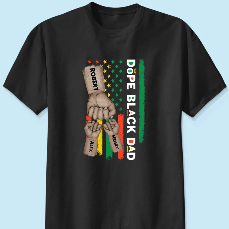 Juneteenth Dope Black Dad African American Flag Personalized Shirt - Image 8