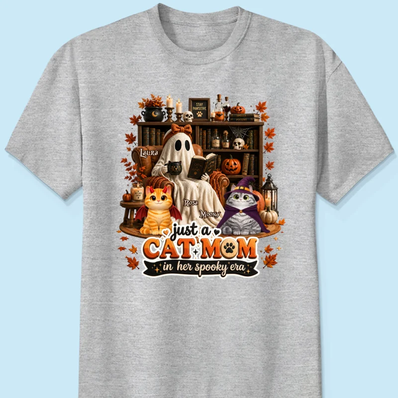 Just A Cat Mom In Her Spooky Era - Personalized Shirt - Halloween Gift, Gift For Cat Lovers - Image 10