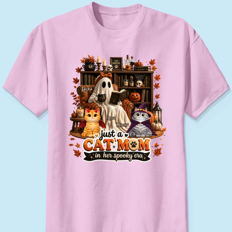 Just A Cat Mom In Her Spooky Era - Personalized Shirt - Halloween Gift, Gift For Cat Lovers - Image 11