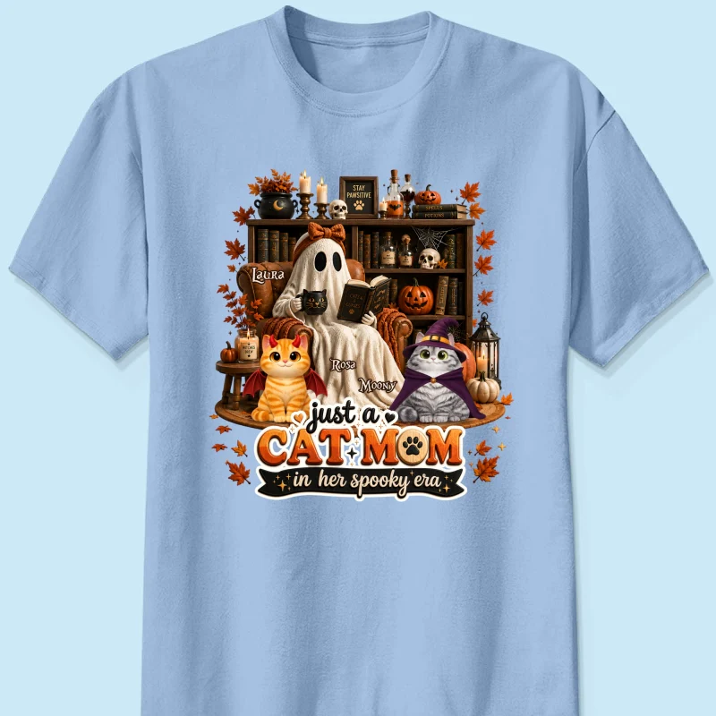 Just A Cat Mom In Her Spooky Era - Personalized Shirt - Halloween Gift, Gift For Cat Lovers - Image 12