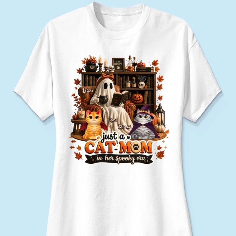 Just A Cat Mom In Her Spooky Era - Personalized Shirt - Halloween Gift, Gift For Cat Lovers - Image 13