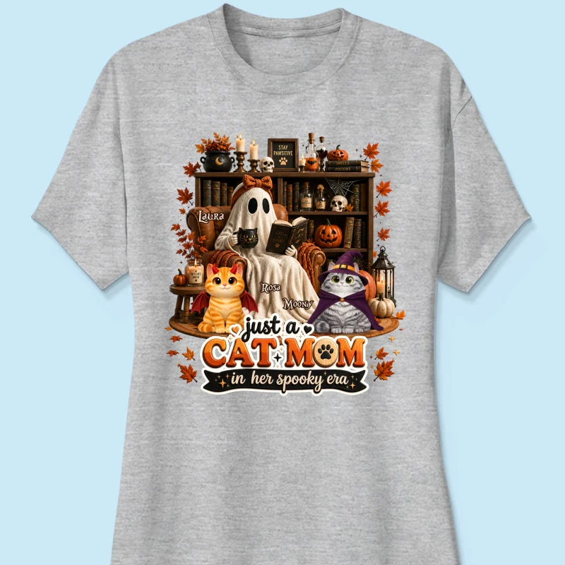 Just A Cat Mom In Her Spooky Era - Personalized Shirt - Halloween Gift, Gift For Cat Lovers - Image 14