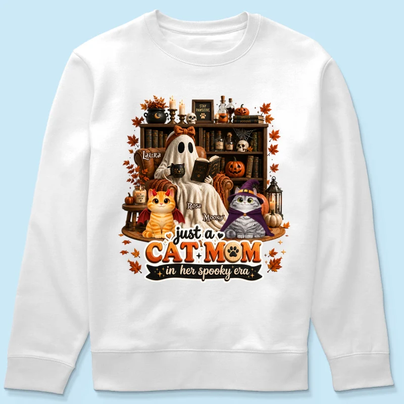 Just A Cat Mom In Her Spooky Era - Personalized Shirt - Halloween Gift, Gift For Cat Lovers - Image 17