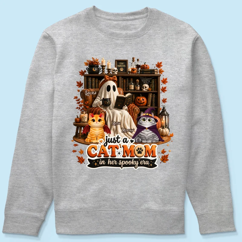 Just A Cat Mom In Her Spooky Era - Personalized Shirt - Halloween Gift, Gift For Cat Lovers - Image 18