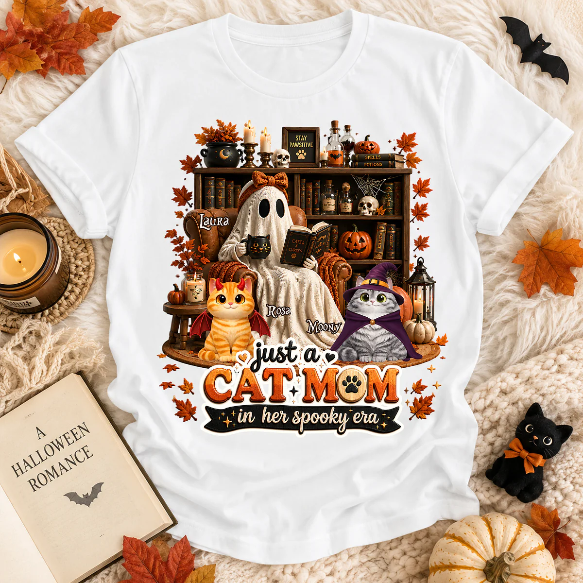 Just A Cat Mom In Her Spooky Era - Personalized Shirt - Halloween Gift, Gift For Cat Lovers - Image 2
