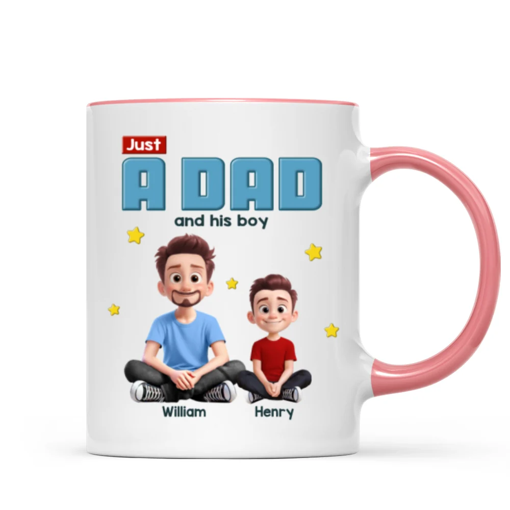 Just A Dad And His Kids Cartoon Funny Style Personalized Mug, Unique 2025 Father's Day Gift For Dad - Image 18