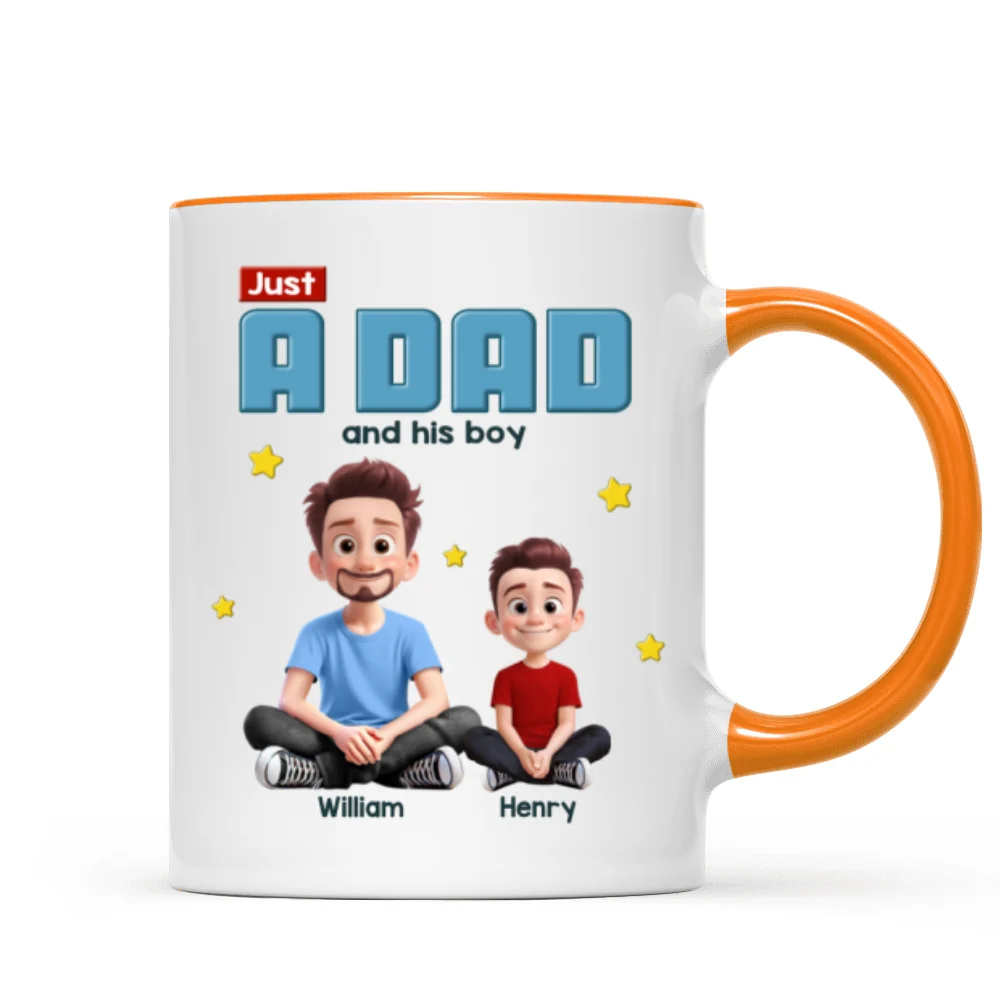Just A Dad And His Kids Cartoon Funny Style Personalized Mug, Unique 2025 Father's Day Gift For Dad - Image 19
