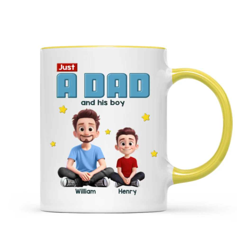Just A Dad And His Kids Cartoon Funny Style Personalized Mug, Unique 2025 Father's Day Gift For Dad - Image 20