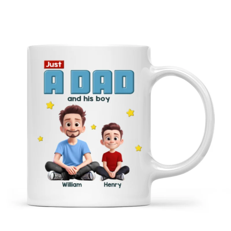 Just A Dad And His Kids Cartoon Funny Style Personalized Mug, Unique 2025 Father's Day Gift For Dad - Image 21