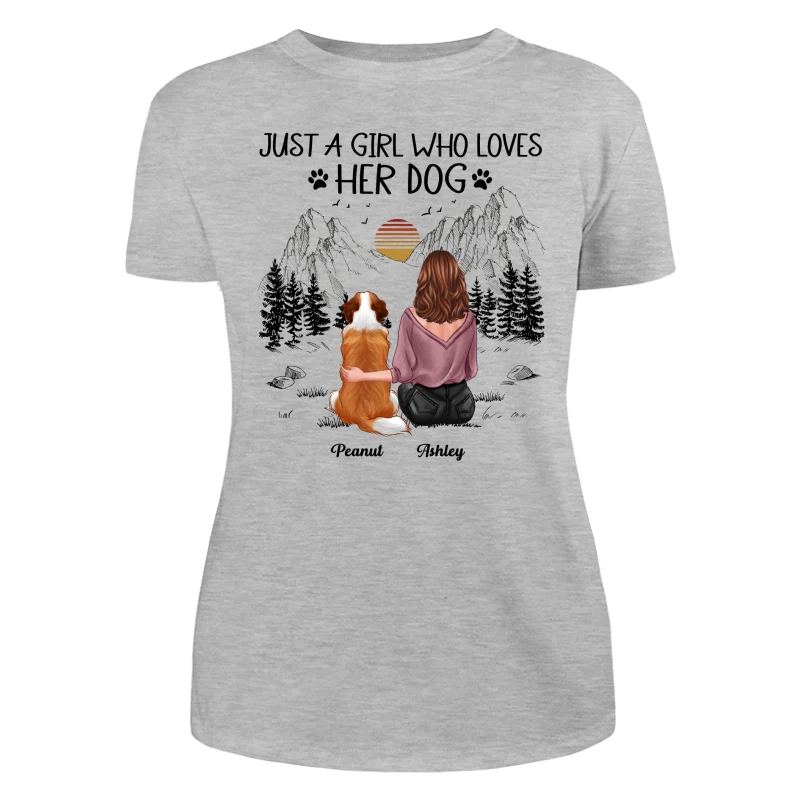 Just A Girl Loves Dogs Mountain Sketch Personalized Shirt - Image 10