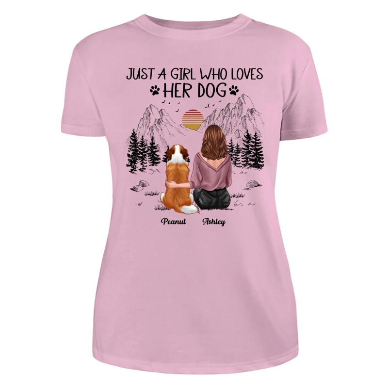 Just A Girl Loves Dogs Mountain Sketch Personalized Shirt - Image 11