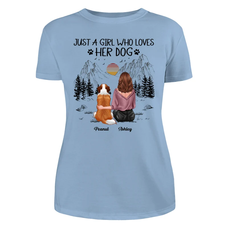 Just A Girl Loves Dogs Mountain Sketch Personalized Shirt - Image 12