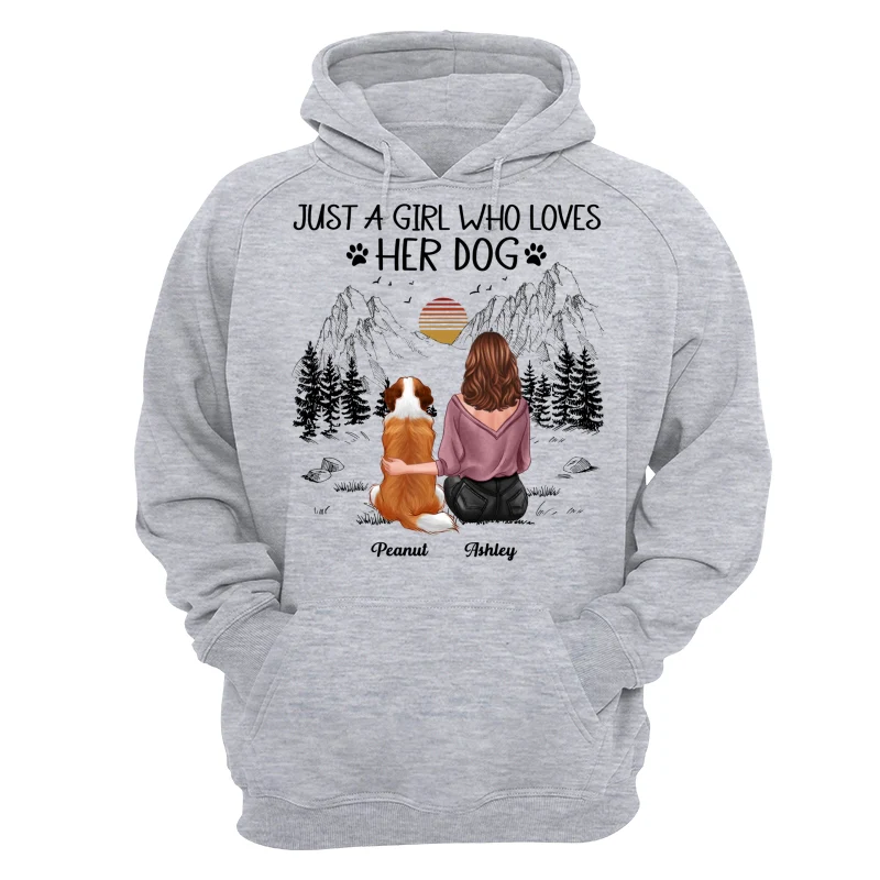 Just A Girl Loves Dogs Mountain Sketch Personalized Shirt - Image 14