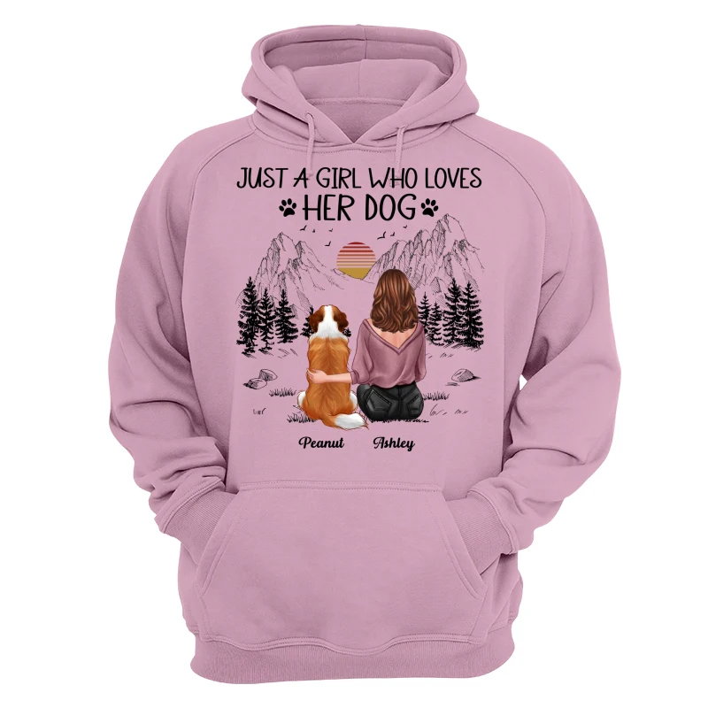 Just A Girl Loves Dogs Mountain Sketch Personalized Shirt - Image 15