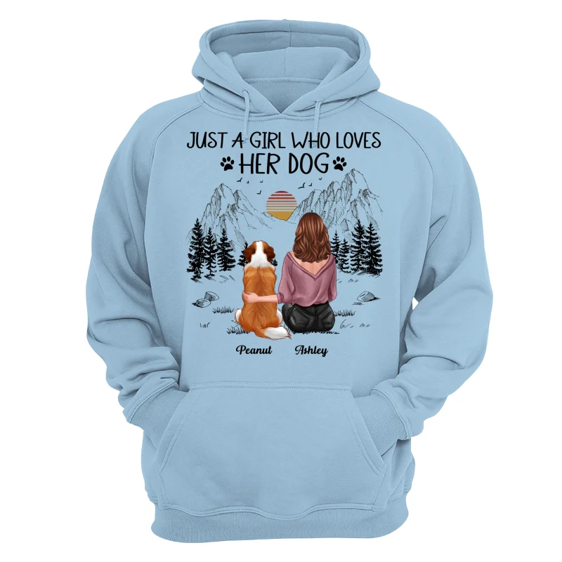 Just A Girl Loves Dogs Mountain Sketch Personalized Shirt - Image 16